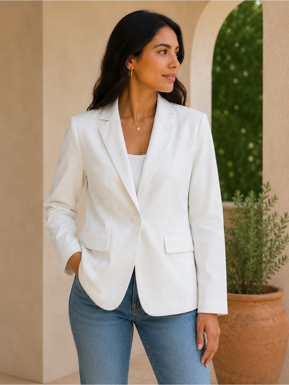 Women’s Off White Minimalist Blazer Jacket – Size Small